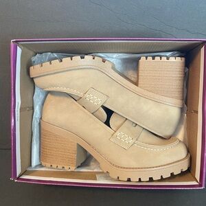 Soda “Kinder” ~ Women Slip On Chunky Mid Heel Lug Sole Penny Loafer Shoe